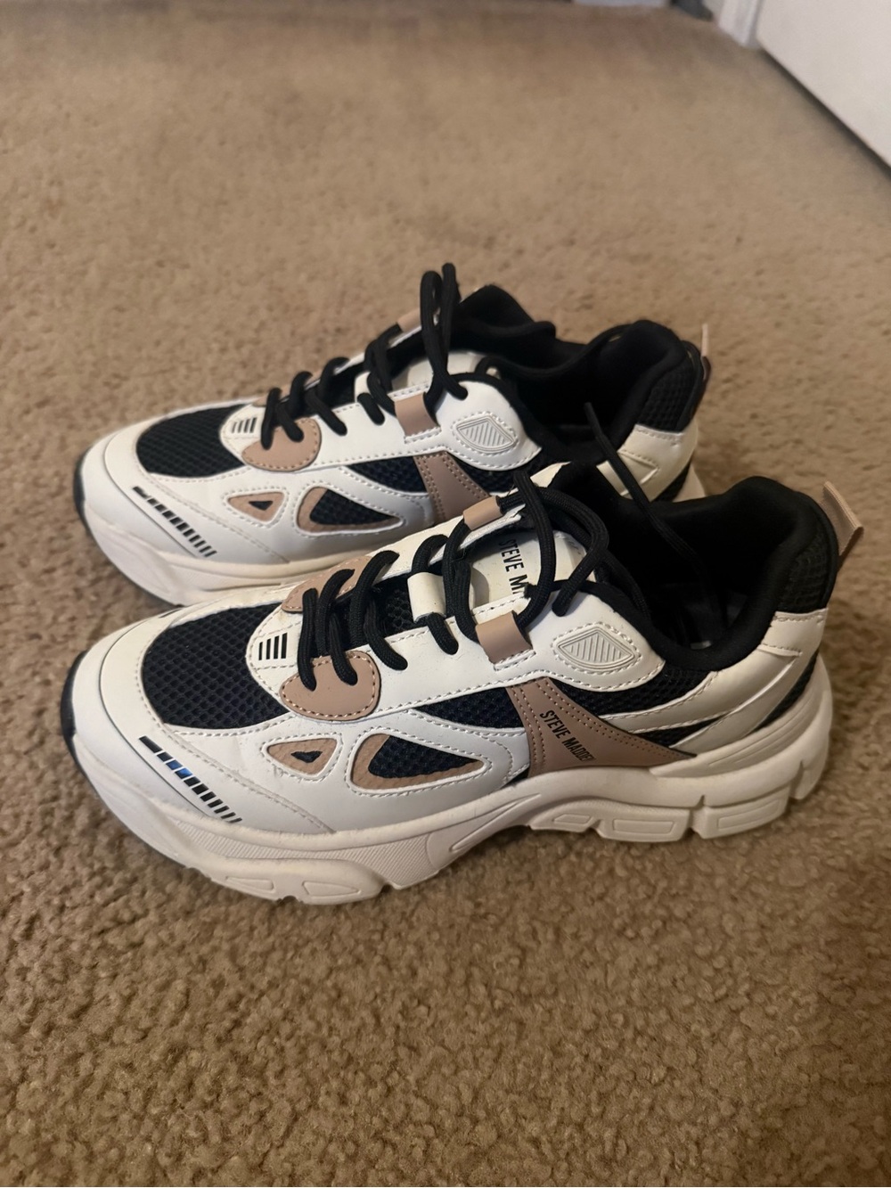 Steve Madden Women's White, Black & Taupe Chunky Sneakers